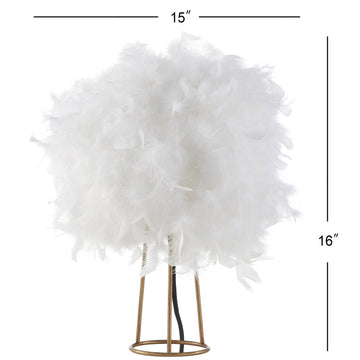 Stork 16" Feather Metal LED Table Lamp - JONATHAN Y